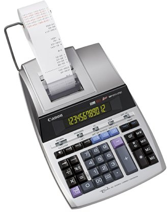 Canon MP1211-LTSC, druckender Tischrechner, 12-stellig, zweifarbiges Display, Silber Metallic