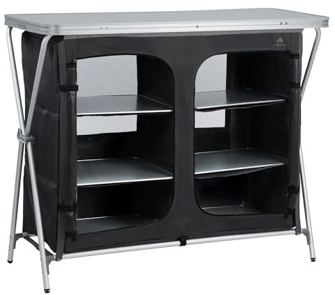 CampFeuer Campingschrank faltbar | 110 cm x 47 cm x 90 cm | Campingküche mit 2 Reißverschluss Öffnungen | Camping Regal mit Aluminiumgestell, Campingschrank klappbar, Camping Küche, Camping Möbel