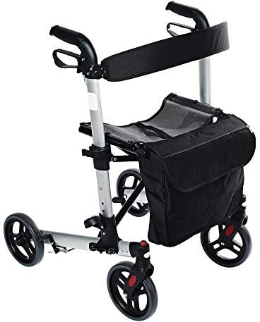 RIDDER – Rollator 'Mio' | Faltbarer Gehwagen mit höhenverstellbaren Griffen, breitem Sitz & Rückengurt. Gehhilfe mit Abnehmbarer Einkaufstasche & Gehstockhalter | Belastbar bis 136kg