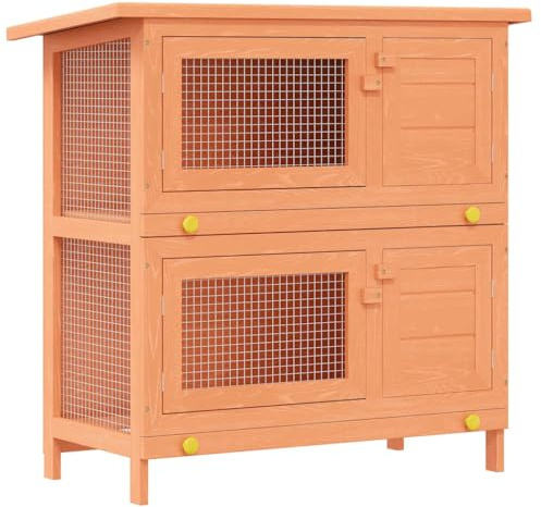 vidaXL Kaninchenstall 4 Türen Holz Hasenstall Kleintierhaus Kleintierstall