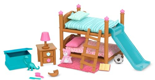 Li'l Woodzeez - Etagenbett-Schlafzimmer-Set - Spielzeug-Möbel - Puppenmöbel - Spielhaus-Zubehör - Spielset für Kinder - 3 Jahre +