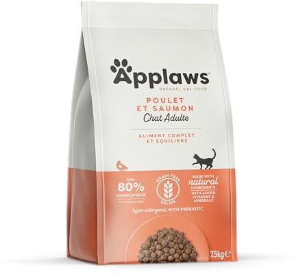 Applaws Katzentrockenfutter Adult, Huhn mit extra Lachs, getreidefrei und komplett 7,5 kg (1 Packung)
