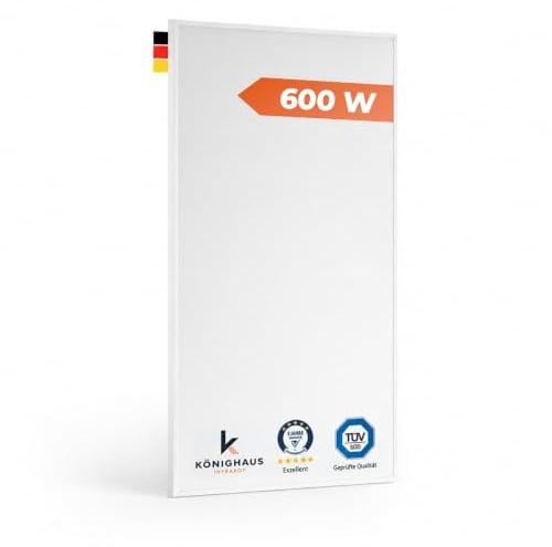 Könighaus Infrarotheizung 600 Watt - Eco-Modell | Weißer Rahmen, TÜV SÜD, 5 Jahre Garantie, Überhitzungsschutz, Elektroheizung