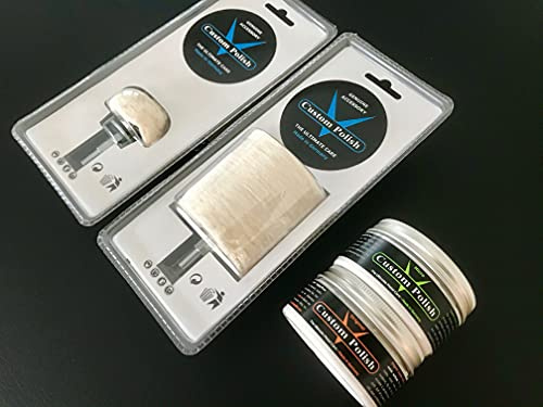 CUSTOM POLISH Polierset 240g Chrompolitur Aluminiumpolitur Chrom Edelstahl Alu Politur + 2X Polieraufsatz