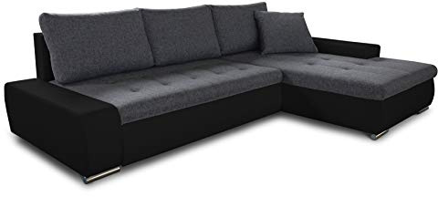 Sofnet Ecksofa mit Schlaffunktion Faris - Couch mit Bettkasten, Big Sofa, Sofagarnitur, Couchgarniitur, Polsterecke, Bett (Schwarz + Graphit (Madryt 1100 + Inari 94), Ecksofa Rechts)