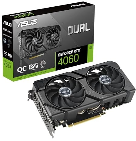 ASUS Dual GeForce RTX 4060 EVO OC Edition 8GB GDDR6 (PCIe 4.0, DLSS 3, HDMI 2.1a, DisplayPort 1.4a, Axial-Tech-Lüfterdesign, 0dB, BIOS, Auto-Extreme-Technologie)