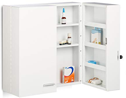 Relaxdays Medikamentenschrank XXL Premium, HxBxT 53 x 53 x 20 cm, weiß