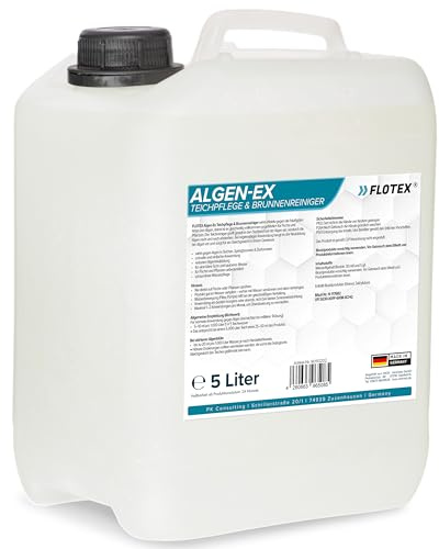 Flotex® 5L Teichklar Teichpflege & Brunnenreiniger, Algenvernichter für Teich und Brunnen - Teichklärer sorgt für klares Teichwasser und schont Fische und Pflanzen – Teichreiniger Algenfrei