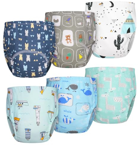 Aolso Töpfchen-Trainingshosen, 6 Stück Baby-Kleinkind-Trainingshosen, Kinder Töpfchen Trainingshose für Mädchen Jungen, 100% Baumwolle, Waschbar und Wiederverwendbar (Junge-110)