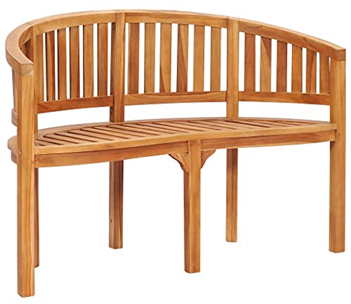 RAUGAJ Furniture Home Tools Bananenbank 120 cm massiv Teakholz
