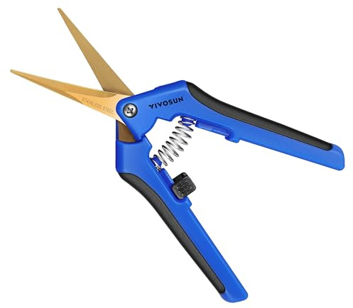 VIVOSUN Gartenschere 17cm Pflanzenschere mit Ergonomischen Griffen Ernteschere Grow Schere Trimmschere mit Titan-Antihaftbeschichtung & Gebogene Klinge für Pflanzen,1 Pack Blau