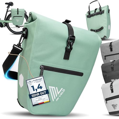 MIVELO 2in1 Fahrradtasche Gepäckträgertasche wasserdicht 100% PVC frei + Laptopfach – Fahrrad Tasche für Gepäckträger 1 STK Mint