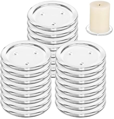 JMIATRY 24 Stück Kerzenuntersetzer Glas, 10cm Kerzenteller für Dekorationen, Hochzeiten, Partys, Heimdekoration, Tischdekor, Geschenke