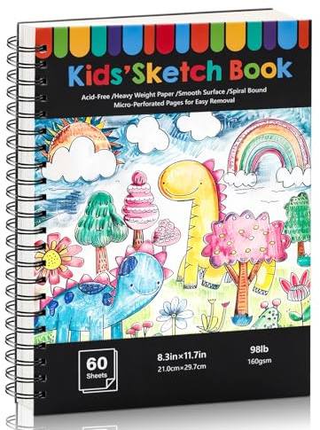 A4 Skizzenbuch mit Hardcover und Spiralbindung, 160 g/m², 120 Seiten | Säurefreies Papier, doppelte Struktur, flach aufklappbar, für Bleistift, Tusche, Kohle und Pastell