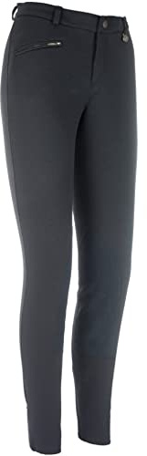 RL24 - Winter-Reithose für Kinder Essen – Schwarz – Gr. 98-176 | Kniebesatz aus Synthetikleder – atmungsaktive Thermoreithose mit hoher Wärmehaltung – Reitleggings – Reitbekleidung