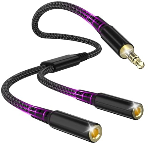Audio Splitter, Audio Klinke Y Splitter Adapter 3.5mm Stecker auf Buchse Headset Stereo Aux Adapter Splitter Kabel Kopfhörer Doppelstecker für Tablet, Laptop, Samsung, Smartphone, Lautsprecher, PC