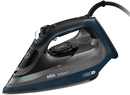 Braun TexStyle 9 SI9682 DB Dampfbügeleisen mit FreeGlide 3D Technologie, Vertikaldampf, Anti-Tropf-Funktion, Selbstreinigungsfunktion, 330 ml Einfüllöffnung, 260 g/min, 3200W, Dunkelblau