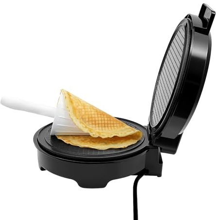 Hörncheneisen, 1200W Max. 200℃ Eiswaffeleisen mit Antihaftbeschichtung, 20cm Rund Doppelseitige Heizung Hörnchen Waffeleisen für Herstellung von Eistüten Eiertüten und Waffeltüten