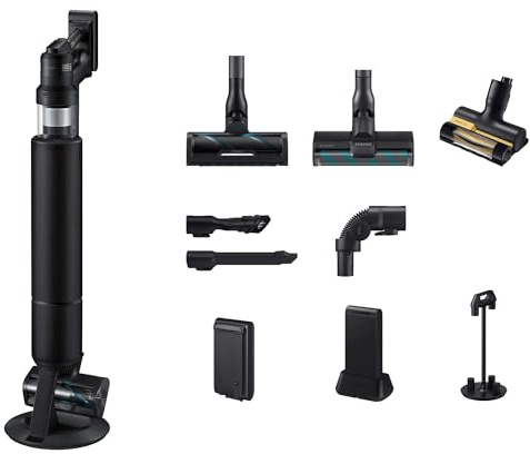 Samsung VS90F40EEK/WD Bespoke AI Jet Ultra Akku+ CompleteClean, Akku-Handstaubsauger inkl. Zubehör, 400 W, 2 Akkus, All-In-One-Station, Active Dual & Slim LED+ Bürste, Pet Tool+, Satin Black