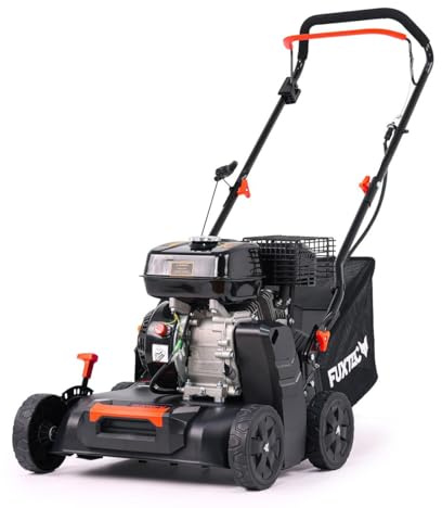 FUXTEC Vertikutierer 2in1 FX-BV240ECO 4-Takt-Motor 4,1kW 15 Messer, Front-Tragegriff, 40L Fangkorb Arbeitsbreite 400m – kleine bis mittlere Flächen geeignet