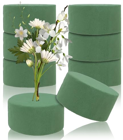 CTYUEYUN 8 Stück Steckschaum Runde,Steckschwamm für Blumen 8 X 4 cm | Frische und Künstliche Set für Trockensteckschaum,Floristenschaumstoffzubehör für Hochzeitsgangblumen-Partydekoration