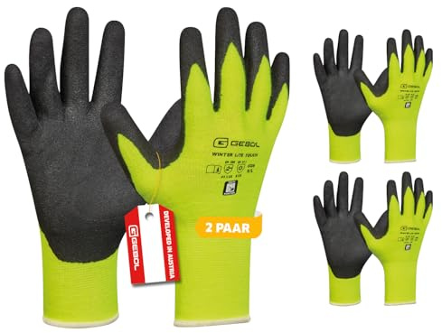 Gebol Winter Lite Touch, 2 Paar Winter-Arbeitshandschuhe mit Nitrilbeschichtung, Montagehandschuh für kühle Temperaturen bis 0°C, Touchscreen-Funktion, Flüssigkeitsabweisend, Gr. XL/10