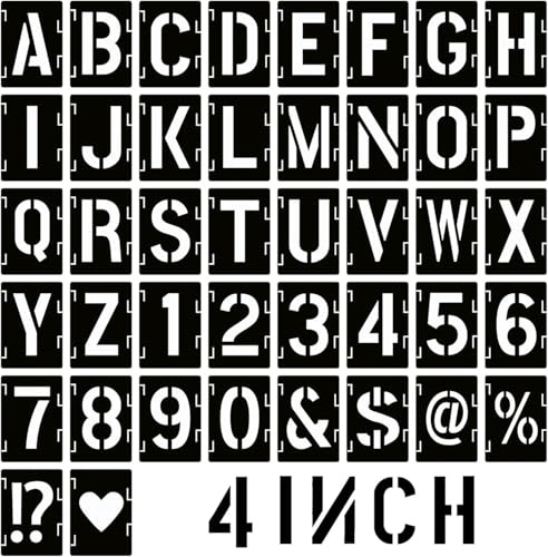 4-Zoll-Buchstaben- und Zahlenschablonen, Buchstaben- und Zahlenschablonen-Set, 42-teiliges wiederverwendbares Alphabet-Vorlagen-Set, ineinandergreifende Schablonen-Set zum Malen auf Holz, Wand, Stoff