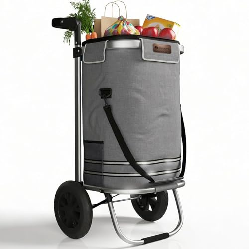 Juskys Einkaufstrolley 3in1 mit 2 Rollen für Shopping - 56 L Tasche abnehmbar - Trolley klappbar & modern - Sackkarre Einkaufsroller Grau