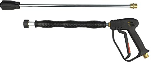 Hochdruckpistole mit 90cm Lanze | für Kärcher Kränzle Hochdruckreiniger | bis 280 bar | arretierbar + Lanze mit Isolierung + Dreckfräse | M22x1,5 AG x M22x1,5 IG | Spritzpistole Ersatzpistole