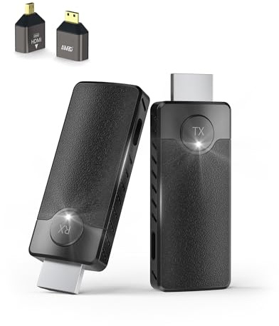 AIMIBO HDMI Wireless Transmitter and Receiver 1080P, 5.8G Kabellos Funkübertragung 4K Dekodierung, Kabelloses Sender Empfänger Drahtlos übertragen 98FT, Streaming Video von Laptop/PC zu TV/Projektor