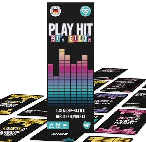ATM Gaming - PlayHit Gesellschaftsspiel – Das Musikquiz der 90er und 2000er – Party- und Kartenspiel für Erwachsene und Familien – für 2 bis 10 Spieler ab 16 Jahren