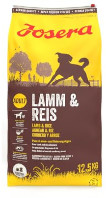 JOSERA Lamm & Reis (1 x 12,5 kg) | Adult | Premium Trockenfutter für ausgewachsene Hunde | Reis & Lamm als einzige tierische Proteinquelle | besonders gut verträglich | weizenfrei | 1er Pack
