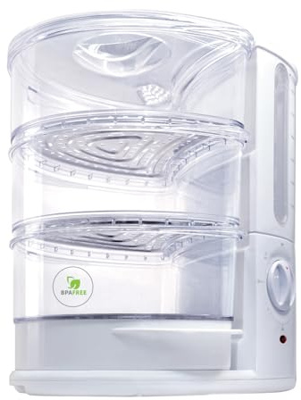 bianco di puro® Dampfgarer Rapido - 50% schneller als andere Systeme durch die STRIX-Dampftechnologie mit Edelstahlböden- BPA Free - 30 Minuten Timer mit Auto-Stopp - 9L variables Garvolumen