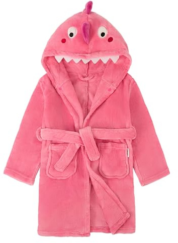 LOLANTA Kinder Fleece Dinosaurier Bademantel Plüsch Kapuzenbademantel für 1-8 Jahre