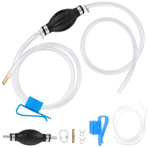 Herbst Benzinpumpe, 8 mm Umfüllpumpe mit 2 m Schlauch Universal Tragbare Handpumpe Benzin Vakuumpumpe Notpumpe Hand Siphonpumpe für Auto/Boot/Kart/Motorrad zum Benzin Diesel Kraftstoffe Wasser
