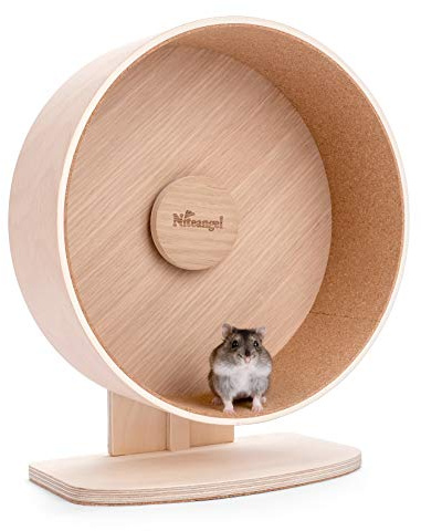 Niteangel Hamsterrad aus Holz: Geräuschloses Rad für Hamster, Rennmäuse, Mäuse und andere kleine Haustiere ähnlicher Größe (M)