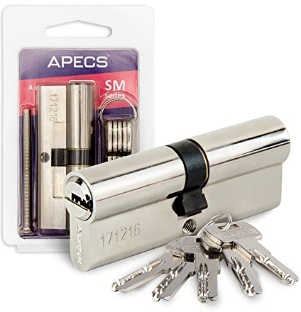 APECS Schliesszylinder Zylinderschloss Profilzylinder 40/60 mm fur Türschloss Haustür mit 5 Schlüsseln Modell SM-100(40/60)