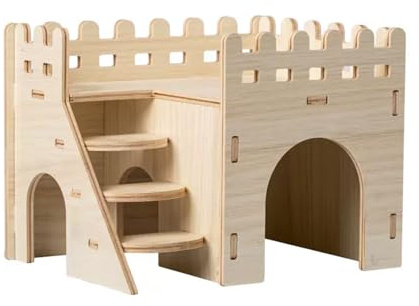 TOKAYIFE Hamsterhaus, Holzhaus für Haustiere, Kleintierversteck, natürliches Wohnhaus für Zwerghamster, Rennmaus, Ratte, Streifenhörnchen(MZ-119)