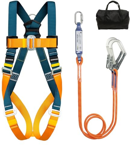 DIJJIG Verstellbarer Ganzkörper-Sicherheitsgurt für Bauarbeiten und Höhe CE | Hochleistungs-Gurtband, vielseitig einsetzbar: Hochfestes Polyester mit verstärkten Nähten für Absturzsicherungsarbeiten
