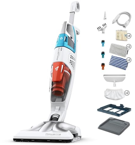 Rowenta Clean & Steam Multi Dampfstaubsauger, gleichzeitig saugen und wischen, abnehmbares Handteil mit vielen Aufsätzen, 1700 Watt, nur 30 Sekunden Aufheizzeit, Weiß, RY8544
