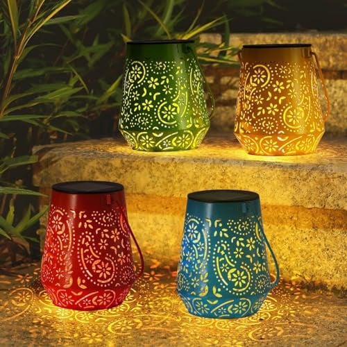 OxyLED Laternen für Draußen, 4 Stück Solarlaterne für Außen Solar Laterne IP44 Wasserdicht Metall Dekorativ Solarlampe Garten Gartendeko Solar Deko Draußen für Balkon Weg Garten Patio Terrasse