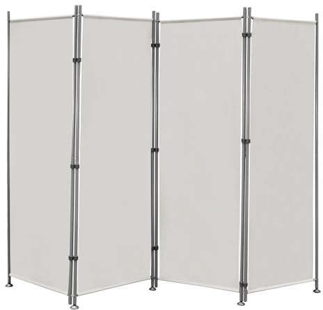 Monucep Paravent Raumteiler 4 Teilig klappbar, Freistehend Trennwand, Umkleide Sichtschutz Wand Raumtrenner, Stellwand für innen Outdoor Garten Büros Terrasse, Weiß