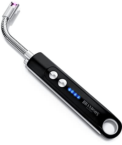 Brandson - Feuerzeug elektrisch - Stabfeuerzeug Lichtbogen mit Akku - USB aufladbar - Kaminanzünder - für Küche Kerzen Gasherde Grill Kamin - inkl. Beleuchtung - Taschenlampenfunktion