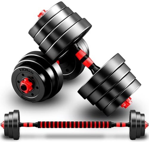 Hantel Hanteln Verstellbar Set, Kurzhanteln Schwarz 2er Set, Gewichte Hantel Kraftraining kann als Langhantel Verwendet Werden, für Männer und Frauen, 2 in 1 Kurzhantel Fitness Handgewichte, 10kg