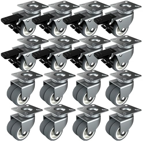 50mm Möbelrollen mit Bremse丨16er Set丨400kg Gesamtkapazität pro 4 Lenkrollen