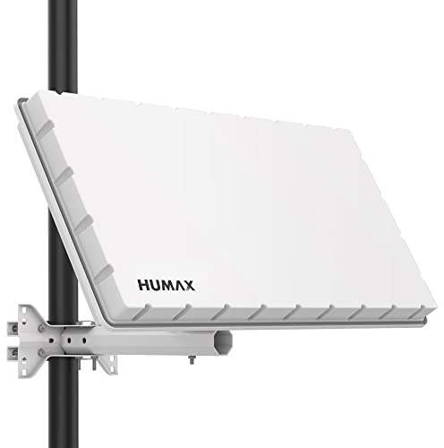 HUMAX Flat H39D SAT Flachantenne Satellitenschüssel, Weiß | Für 1 Teilnehmer, Mit Single-LNB, Halterung für Wand oder Mast, Vergleichbar mit 60 cm SAT Schüssel