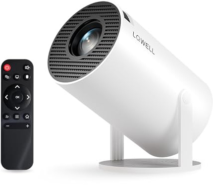 LQWELL® Beamer, Mini Projektor, unterstützt 5G WiFi, BT5.0 mit Android OS, Auto Trapezkorrektur, 220-Grad-Winkel, 130-Zoll-Display für Phone/PC/Xbox, 4K Heimkino, hdmi, 2025 Upgrade