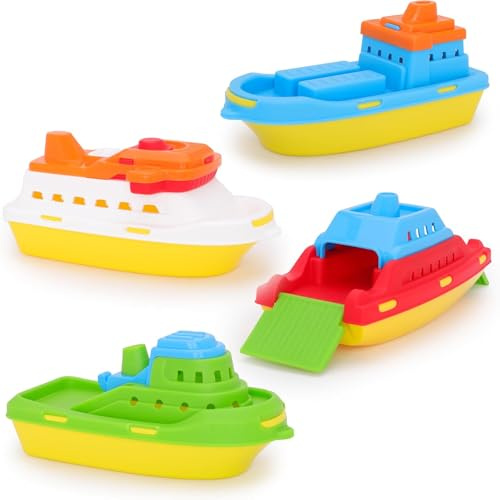 Toyland® Spielzeugboot –Fracht, Kreuzfahrt, Fischer- und Containerschiffe | Farbenfroh, Schwimmendes Wasserspielzeug für Kinder, Pool- und Badespielzeug, Ab 2 Jahren