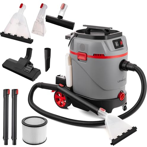 LEHMANN Primewash 2800 Waschsauger, Profi Teppichreiniger & Polsterreiniger mit Heißwasser 60°C, Nass- & Trockensauger mit 35 L Tank, Sprühextraktionsgerät für Textilien & Böden, Grau
