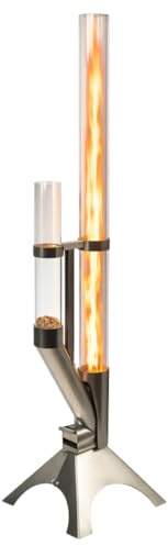 Feuerrohr - Dekorative Feuersäule Outdoor inkl. Reinigungsbürste und Abdeckhaube | Nachhaltige Feuerrohr Pelletfackel für stimmungsvolle Gartenmomente und tolles Ambiente